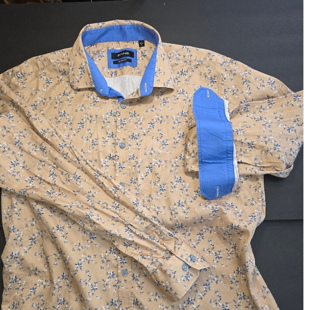 Zane Desert Bloom Italian Cutaway Floral Dress Shirt Mens XL (43/44)Fitted